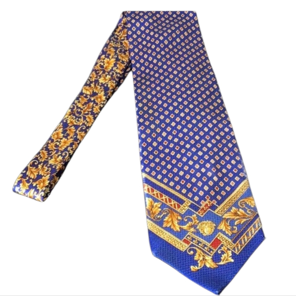Gianni Versace Blue/Gold 100% Silk Tie